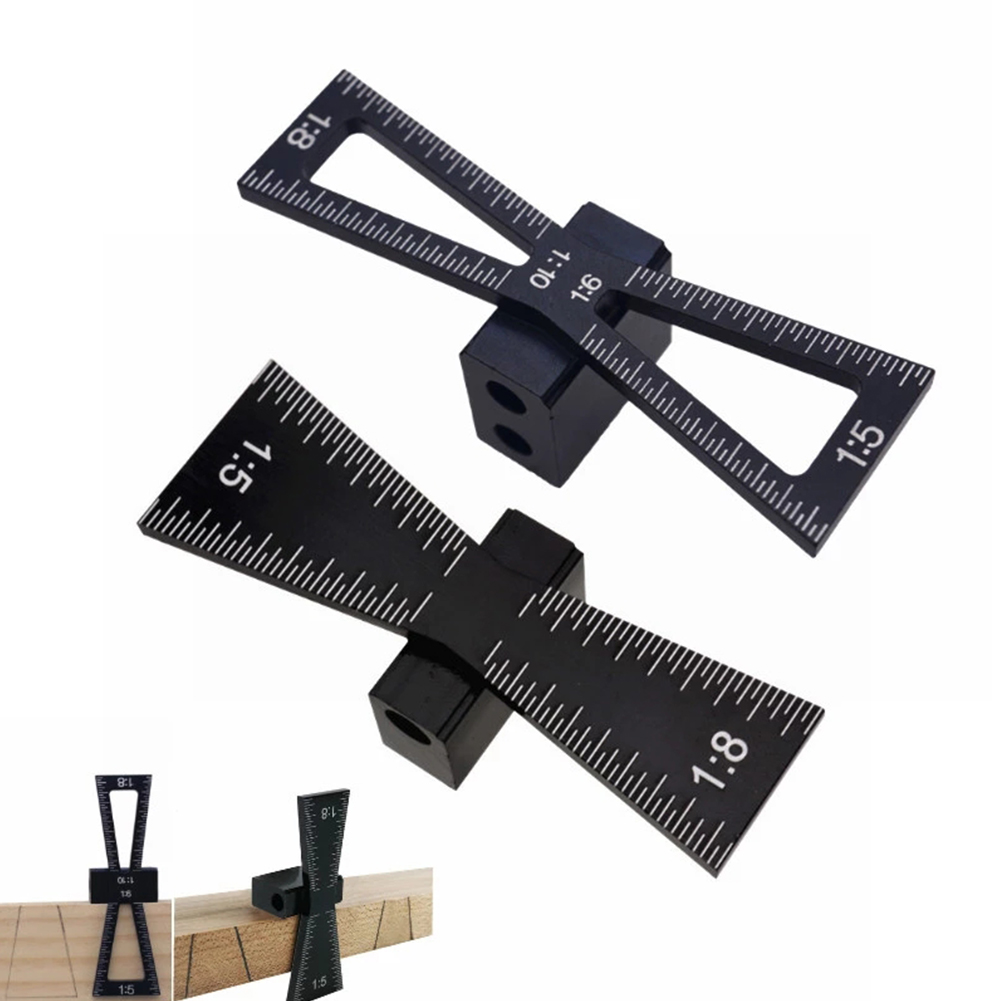 Marcador de cola de milano para carpintería, plantilla de marcado de cola de milano de aleación de aluminio, calibre de junta de madera 1:5 Y 1:8 con herramientas de guía de cola de milano de escala