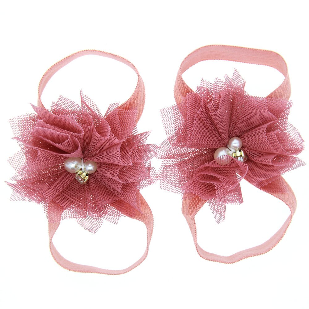 2PCS Baby foot Flower Headband Baby Girls Barefoot Sandals Hair Foot Accessories Elastic Foot Decoration Kids