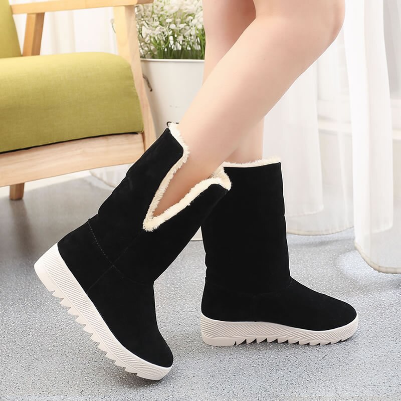 Kvinnor stövlar kvinnliga vinterskor kvinna päls varma snöstövlar kvinnor casual ankelboots julstövlar
