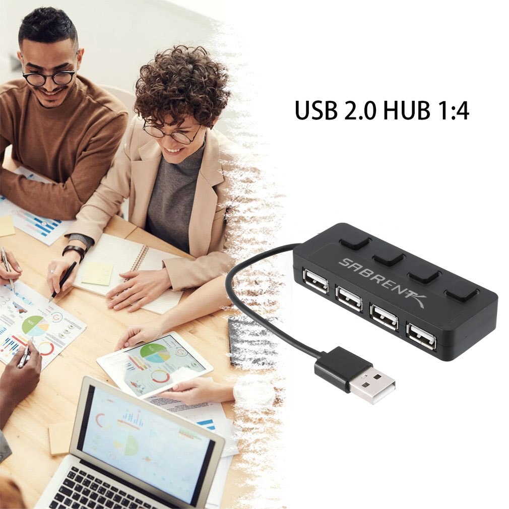 4 Poorten Usb Hub 2.0 High Speed 480Mbps Hub Usb Op Uit Schakelaar Usb Splitter Adapter Voor Pc Laptop computer Notebook