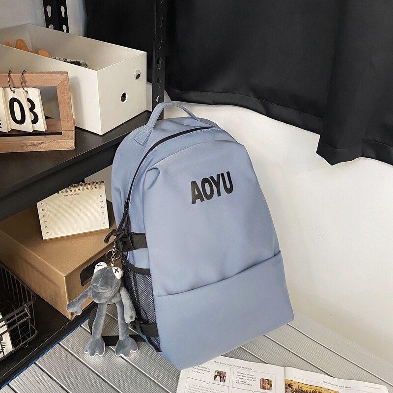 Stilvoller Rucksack für damen, 2022 geräumige schulranzen für paare, einfarbig, schlichte schülerrucksäcke für Teenager, jungen und mädchen: Blauer frosch