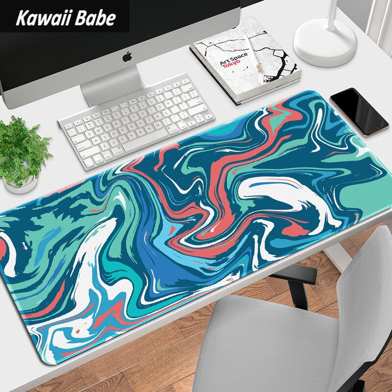 Abstract Fluid Pattern Laptop Mouse Mat Desk Pad Mouse Pad LARGE XLCreative Writing Desk Mat Deskpad Home Decor for Keyboard: Q 300x800x2mm