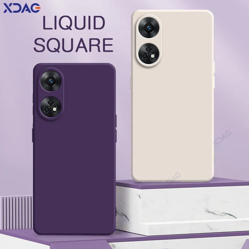 Étuis de téléphone portable en silicone liquide pour OPPO Reno8 T Global, housses de luxe pour touristes, sacs souples Reno8T, Reno 8 T, coque d'armure carrée, 4G