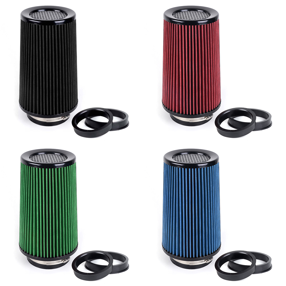 76mm 89mm 102mm 3" 3.5" 4" Universal High Flow Cold Air Intake Air Filter 10.6" Tall Washable Air Filters With Adapters OFI141