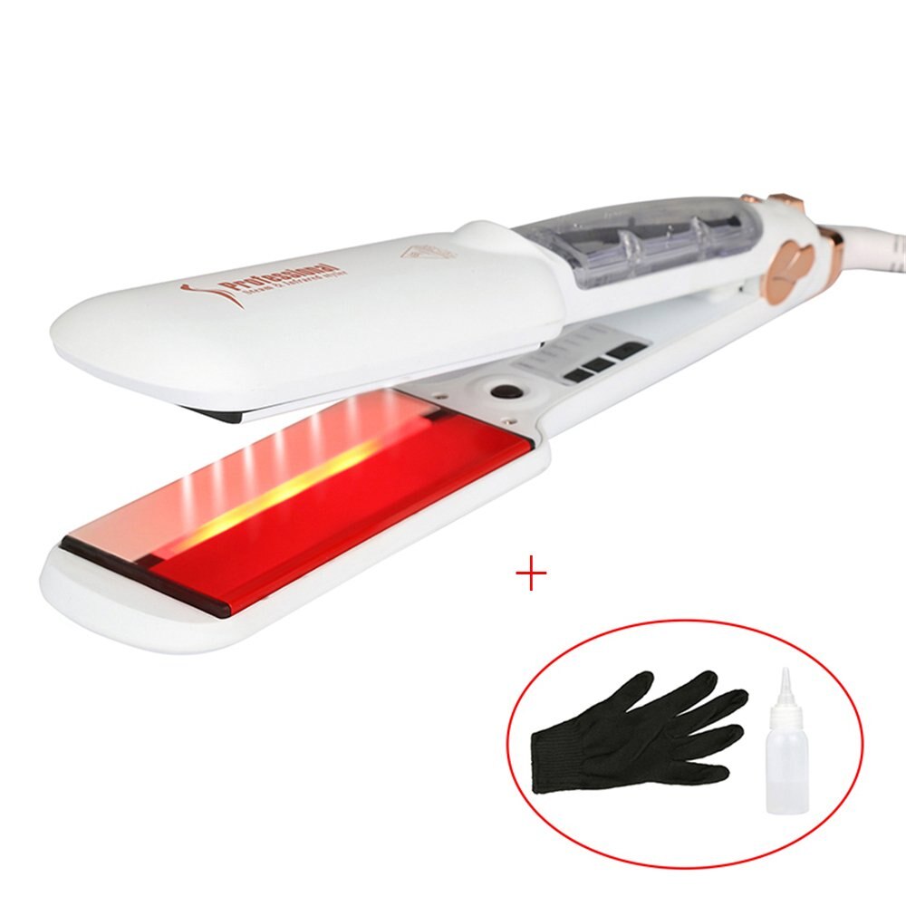 Infrared Steam Straighteners for Hair Steam Infrared Hair Iron with 2 Inch Wide Ceramic Tourmaline Plates Hair Iron