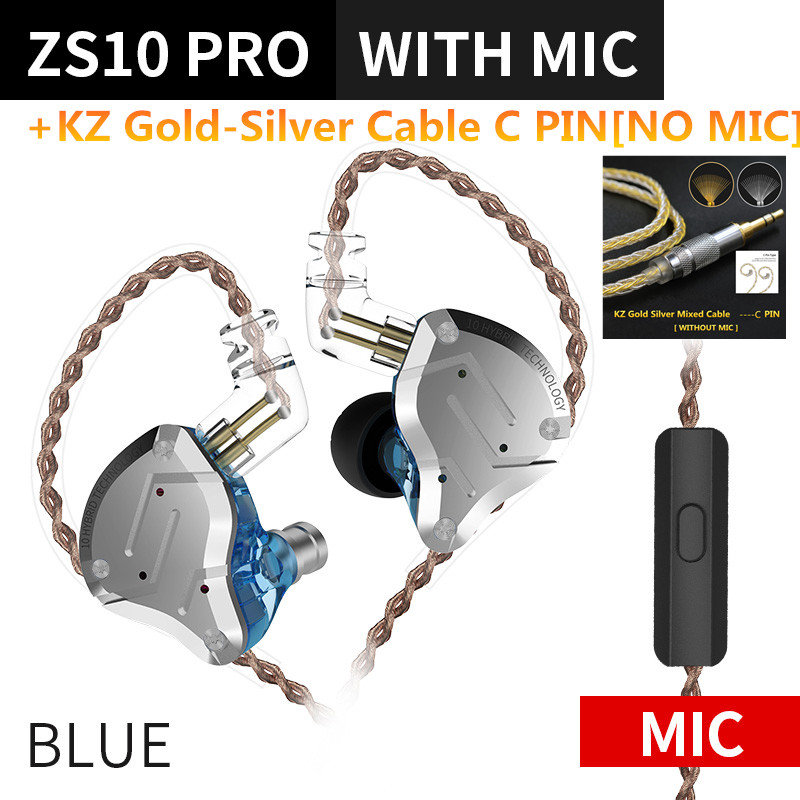 KZ ZS10 Pro 4BA + 1DD Cuffie in metallo ibrido 10 driver HIFI Bass Auricolari In Ear Monitor Sport Auricolari con cancellazione del rumore KZ ZAX ZSX