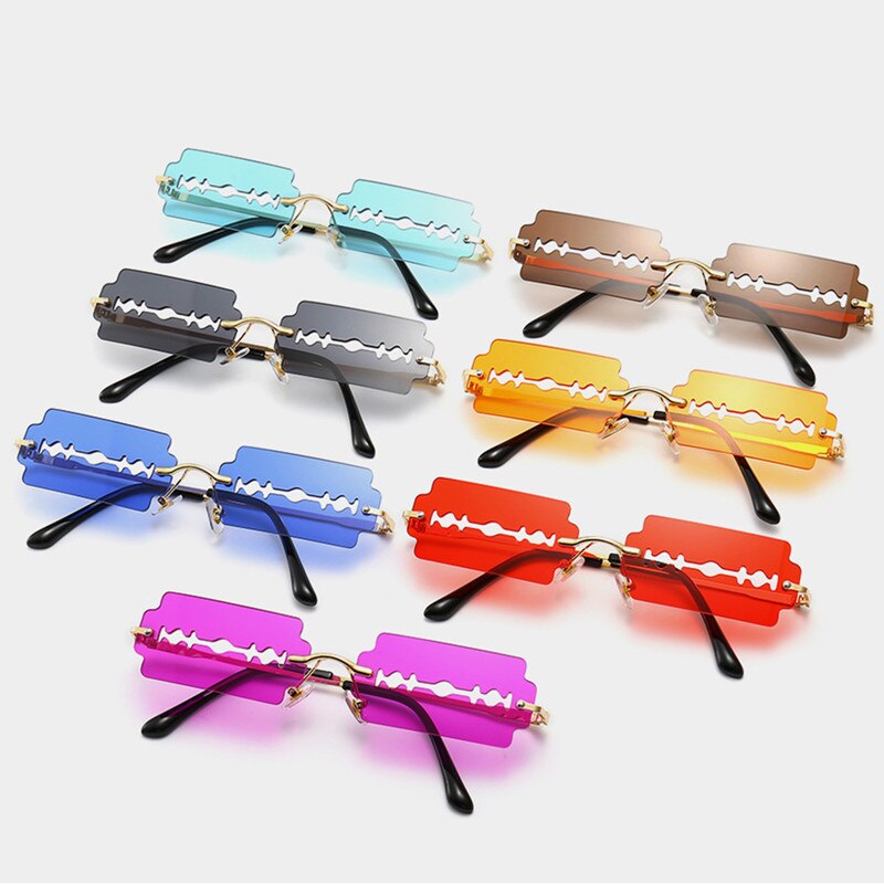 Rimless Sunglasses Women Vintage Unique HollowFishing Sunglasses Eyewear Men Frameless Punk Glasses Shades UV400 Driver Goggles