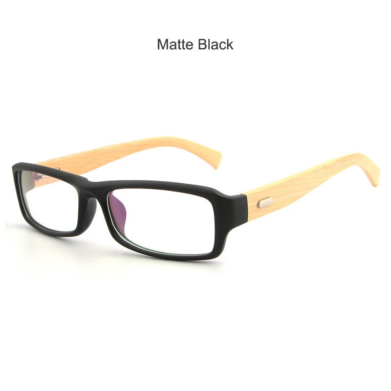 HDCRAFTER-montures de lunettes de Prescription, Grain de bois, monture optique pour myopie, avec lentille transparente, pour hommes et femmes, montures pour lunettes: 6811-Matte Black