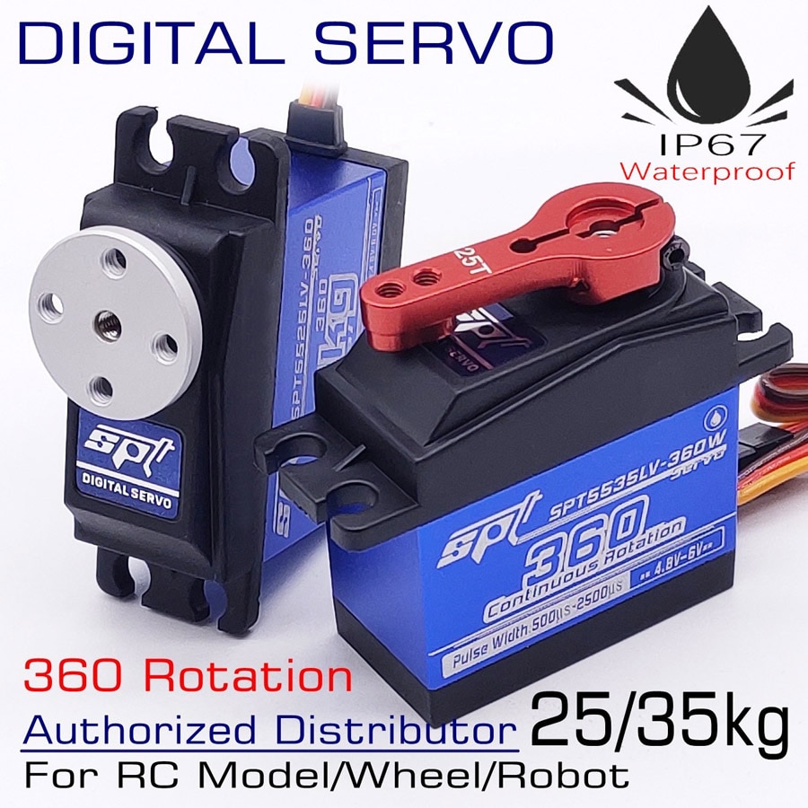 SPT5525LV-360 25kg SPT5535LV-360 35kg full metal gears standard digital servo 360 continuous rotation rotary RC Crawler capstan