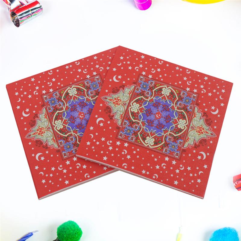 100pcs Servetten Kleurrijke Creatieve Afdrukken Weefsels Feestartikelen Servetten voor Id al-Fitr Eid Party Mindere Bairam