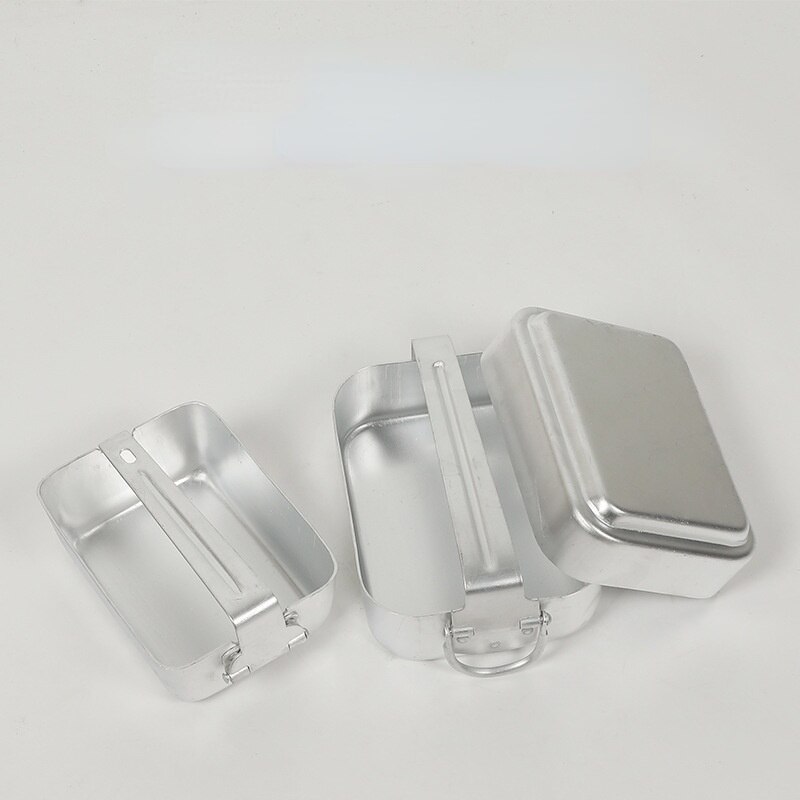 Outdoor Aluminum Camping Cookware Set Army Canteen Lunch Box Food Container with Lid Portable Picnic Cooking Pot Dinnerware