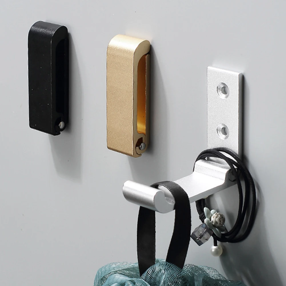 Gancho plegable de aleación de aluminio para pared, gancho oculto para bata, abrigo, baño, cocina, toalla con tornillos, 1 Juego