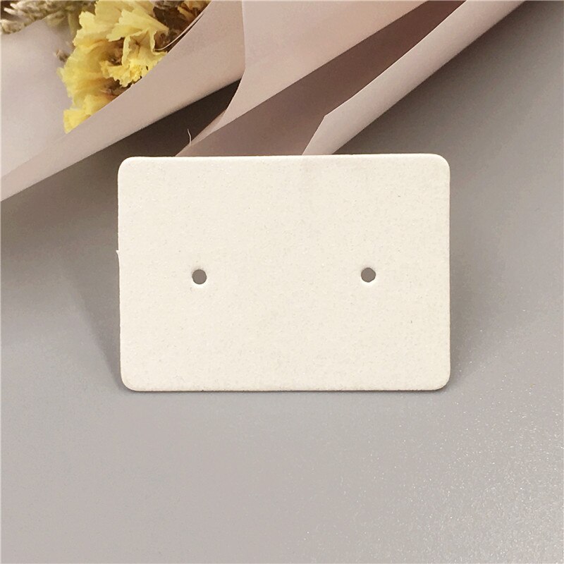 100pcs 3.5x 2.5cm compact and cute DIY handmade jewelry display card ear nail/earring price tag card: Beige