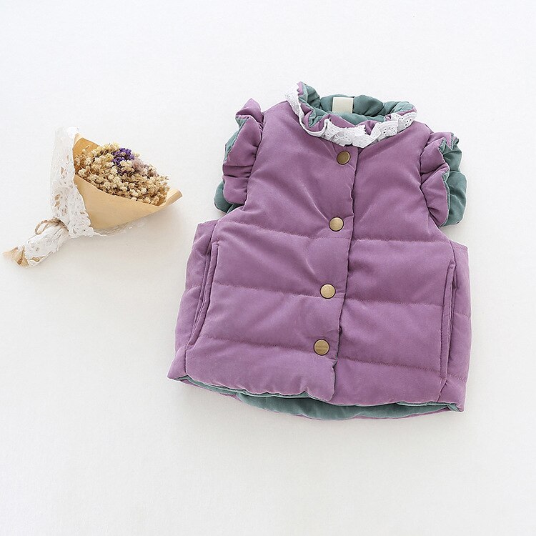 Kinderen Vest Meisjes Winter Lente Warm Vesten Zoete Vest voor Baby Meisjes Terug Strik Cartoon Baby Kleding Kid Tops jassen: Paars / 18m