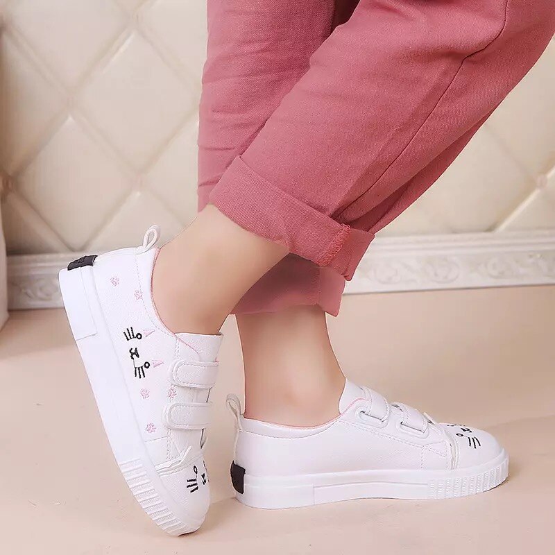 Jgshowkito Mode Meisjes Casual Schoenen Wit Skate Sneakers Voor Peuters Kids Kinderen Anti-Gleed Sport Schoenen Leuke Cartoon kat