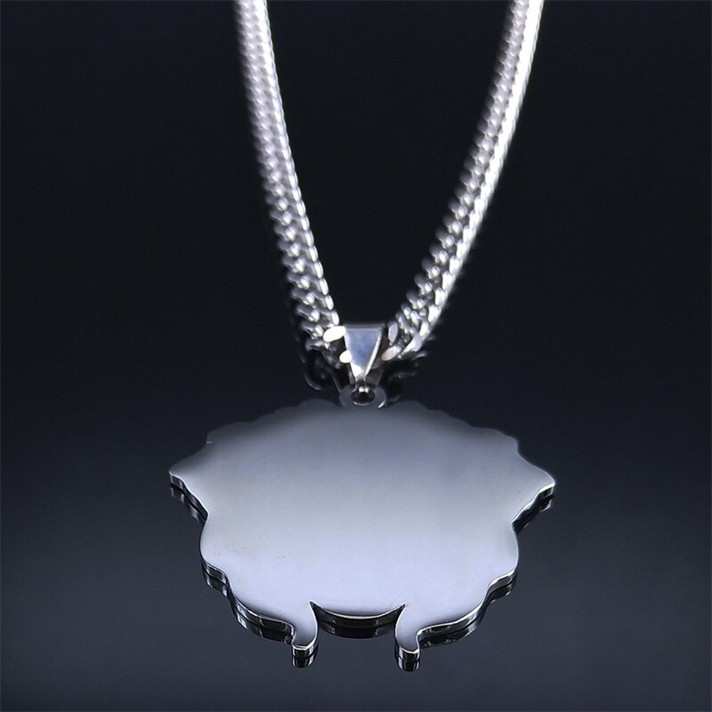 Gothic-halskette aus edelstahl mit mexikanischem totenkopfmotiv für damen, silberfarbene kette, schmuck colgante  n3636 s 06