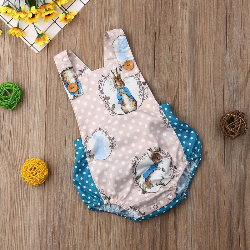 Focusnorm Zomer Pasgeboren Baby Jongens Meisjes Bunny Romper Mouwloos Print Jumpsuit Outfits Kleding