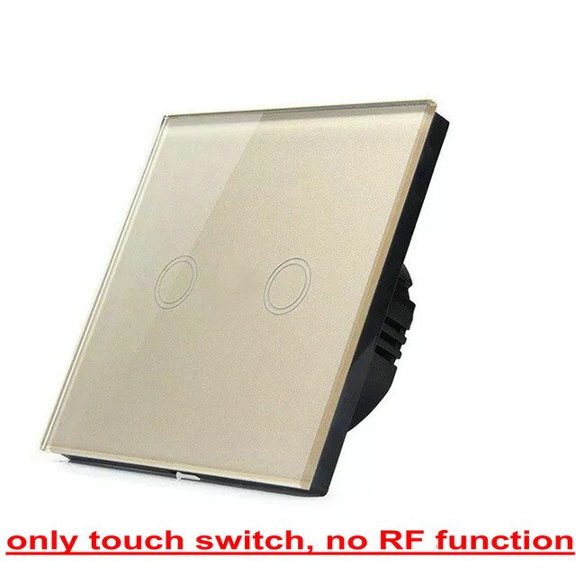 EU/UK Standard Bonda Wall Switch, Light Touch Switch 2 Gang 1 Way AC110V-240V Wall Touch Switch: Gold 2 open