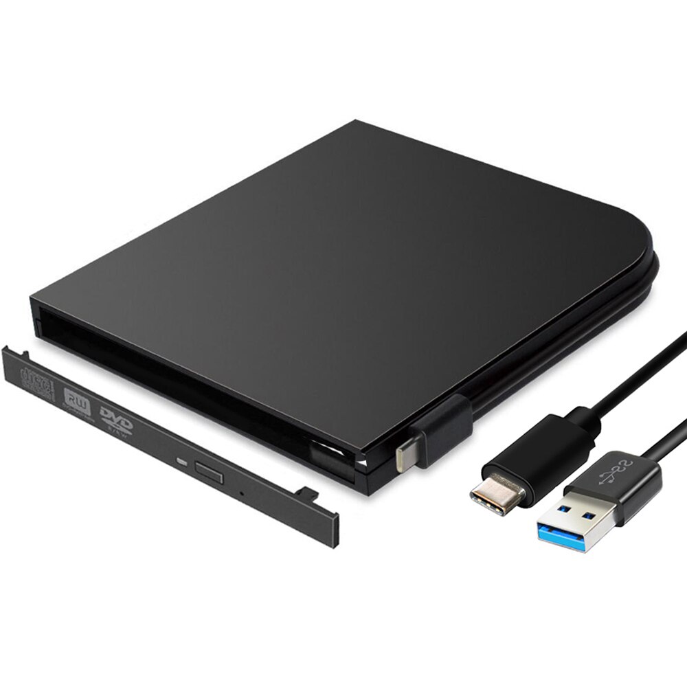 2 in 1 9.5/9.0mm type c + usb 3.0 sata externe optische drive behuizing blu-ray dvd/cd-rom voor laptop macbook: 9.5mm dvd rw