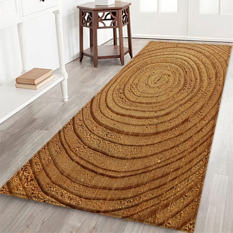 Growth Ring Entrance Mat Flannel Floor Mat Wood Texture Front Door Mats Outdoor Water Absorption Non-Slip Room Mat Floor Carpet