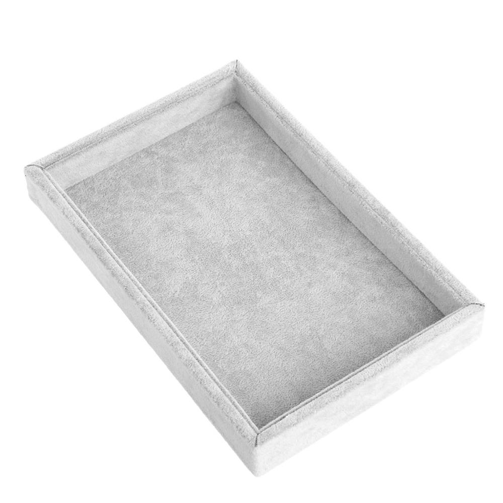 5 farben Stapelbar Schmuck Trays Einsätze Samt Fangen Alle Schmuck Display Tray Fall Halterung Boutique Dekoration Lagerung Veranstalter: Grau