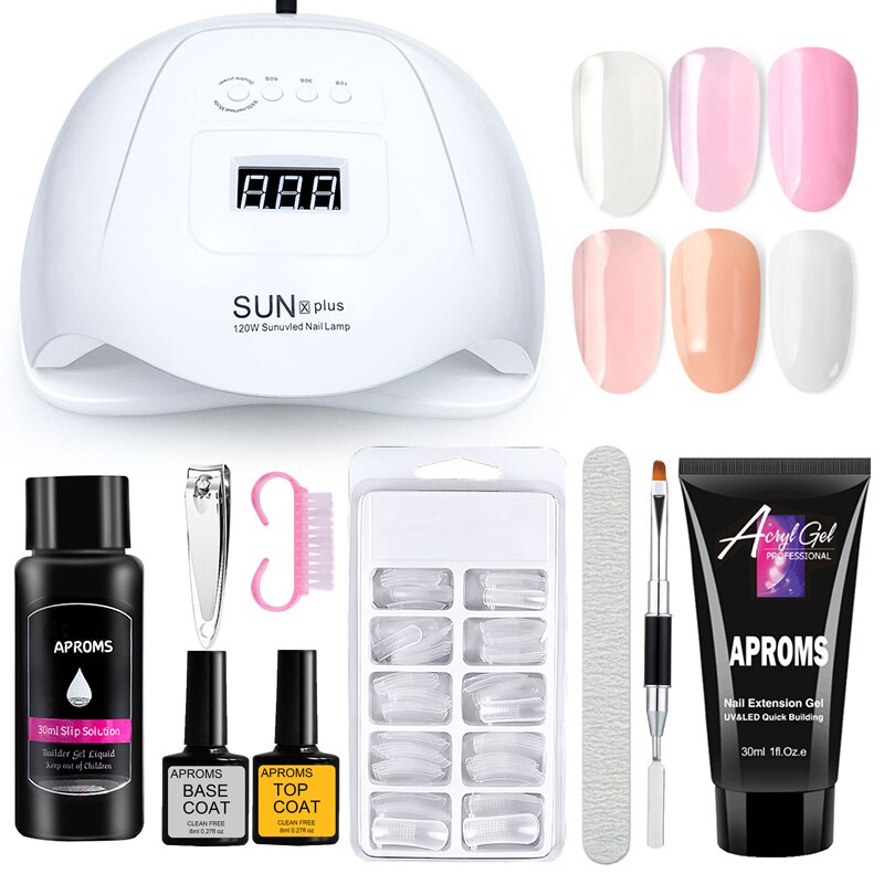 120W UV LED Nail Lamp Kit Poly Nail Gel Kit UV Nail Gel Builder Set Nail Builder Set 30ML UV Gel Manicure Set Extension Nail Kit