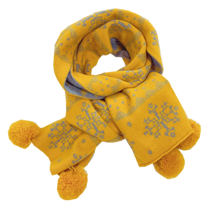Bufanda de lana tejida para niña, pañuelo con bola colgante, para primavera, otoño e invierno,