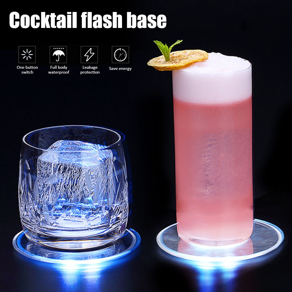 Posavasos LED acrílico ultrafino redondo, para Copa tapete, posavasos de cóctel, Flash, barra de iluminación, lámpara Base, individual, 1 ud.