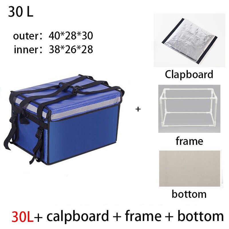 30L Extra Large Cooler Bag Car Ice Pack Insulated Thermal Lunch Pizza Bag Fresh Food Container Refrigerator Bag: blue