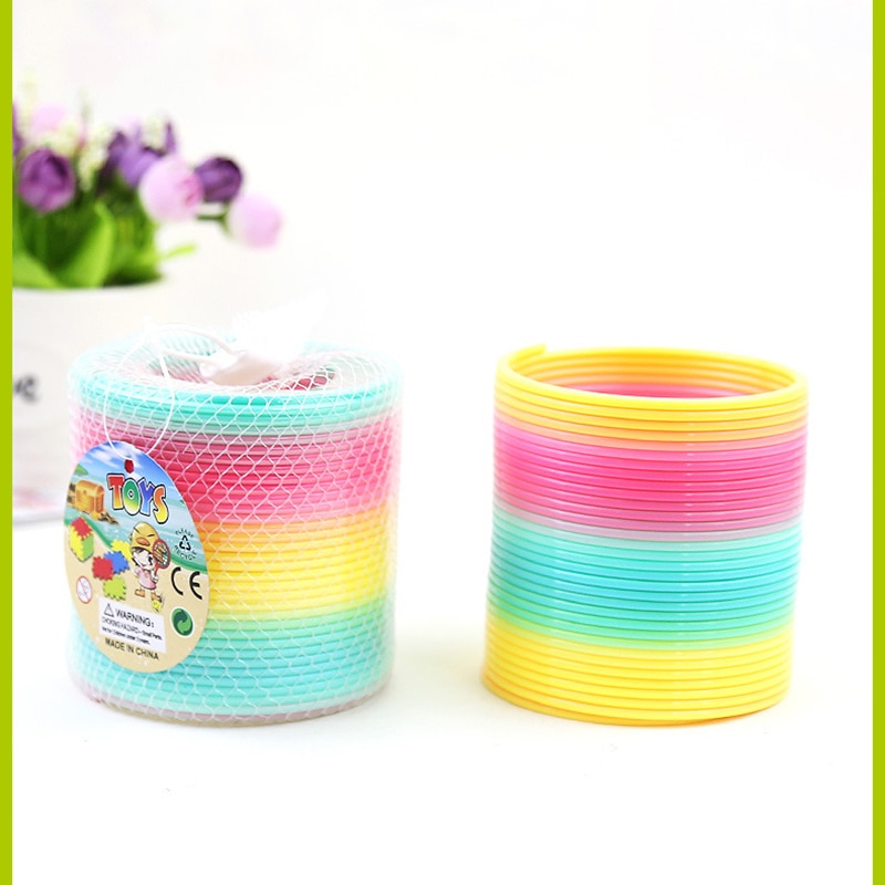 Magic Plastic Smile Rainbow Spring Colorful Circle Coil Elastic Ring Funny Toys For Early Development Educational