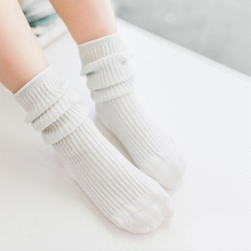 Chaussettes montantes pour enfants | Chaussettes d'hiver longues et chaudes, en coton, fil d'argent et blanc, pour petits garçons et petites filles: white / L