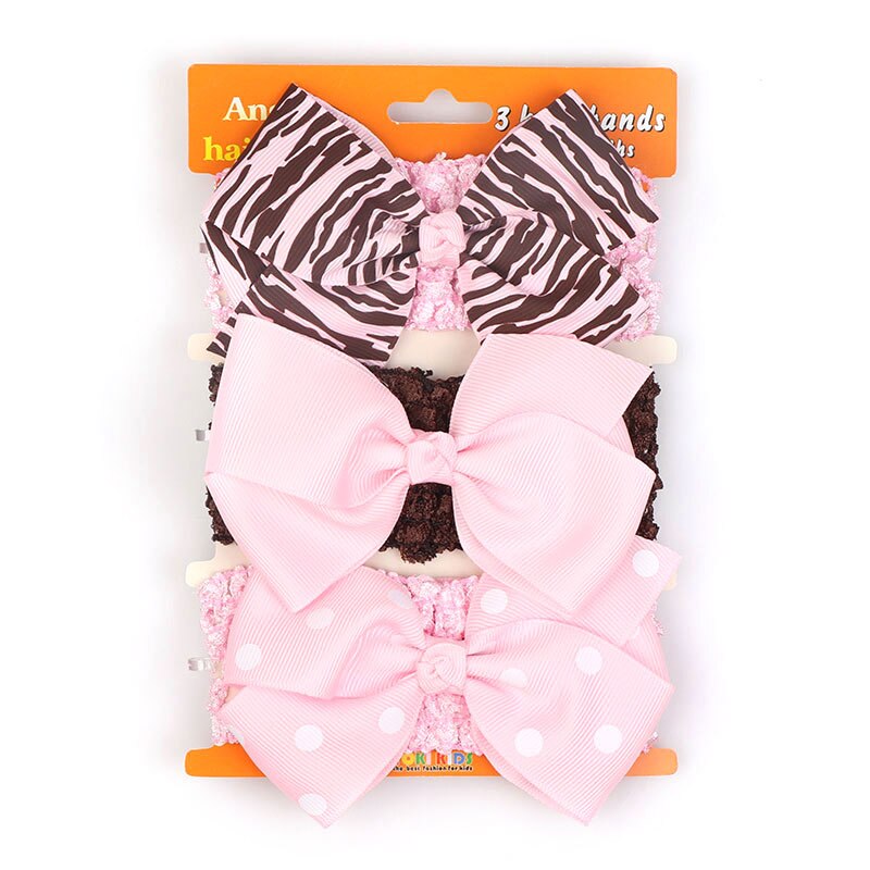 Children's Hair Ornaments Set 61158 Women's Cute Baby Cotton Bow Headband 3 Pairs/pack Red Elastic Headband