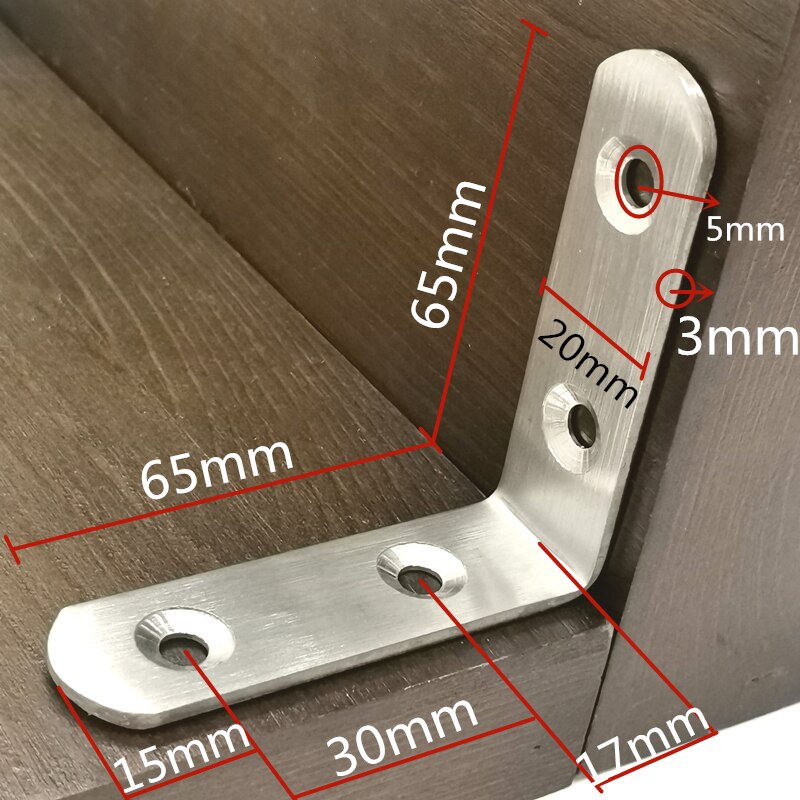 Stainless Steel L-shaped Angle Bracket 90 Degree Holder Furniture Connector Partition Triangle Fixed Block Laminated Bracket: JM16V6