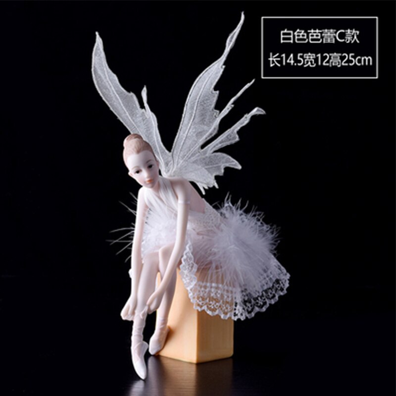 Figura de resina de estilo moderno para decoración del hogar, figura de Ballet, Ángel, chica bailando, para escritorio: White C