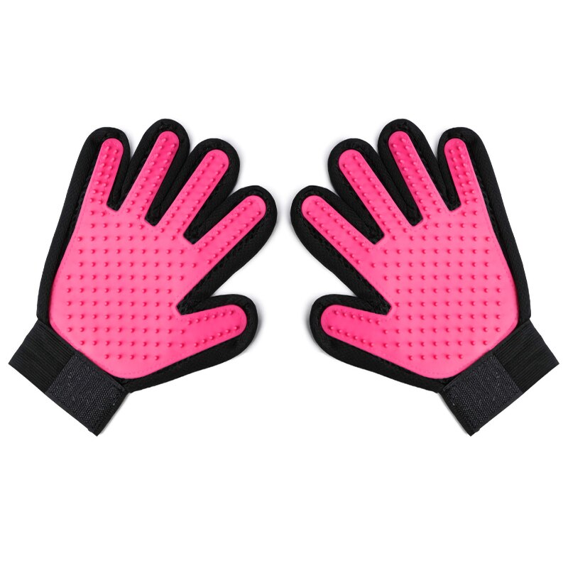 Gants de toilettage pour chats, peigne pour animaux, brosse de bain pour animaux de compagnie, Massage pour chiens, fournitures de nettoyage pour animaux de compagnie: left hand / pink