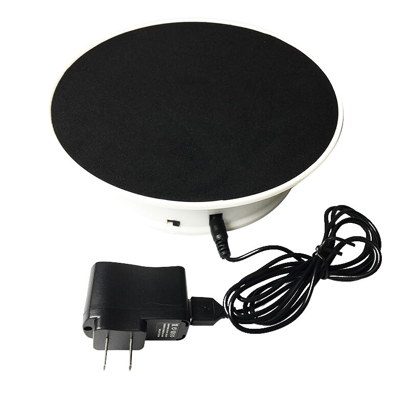 20cm 360 Degree Electric Rotating Turntable Display Stand for Photography Jewelry Model Show Load 1.5kg video shooting Battery: Black with US plug