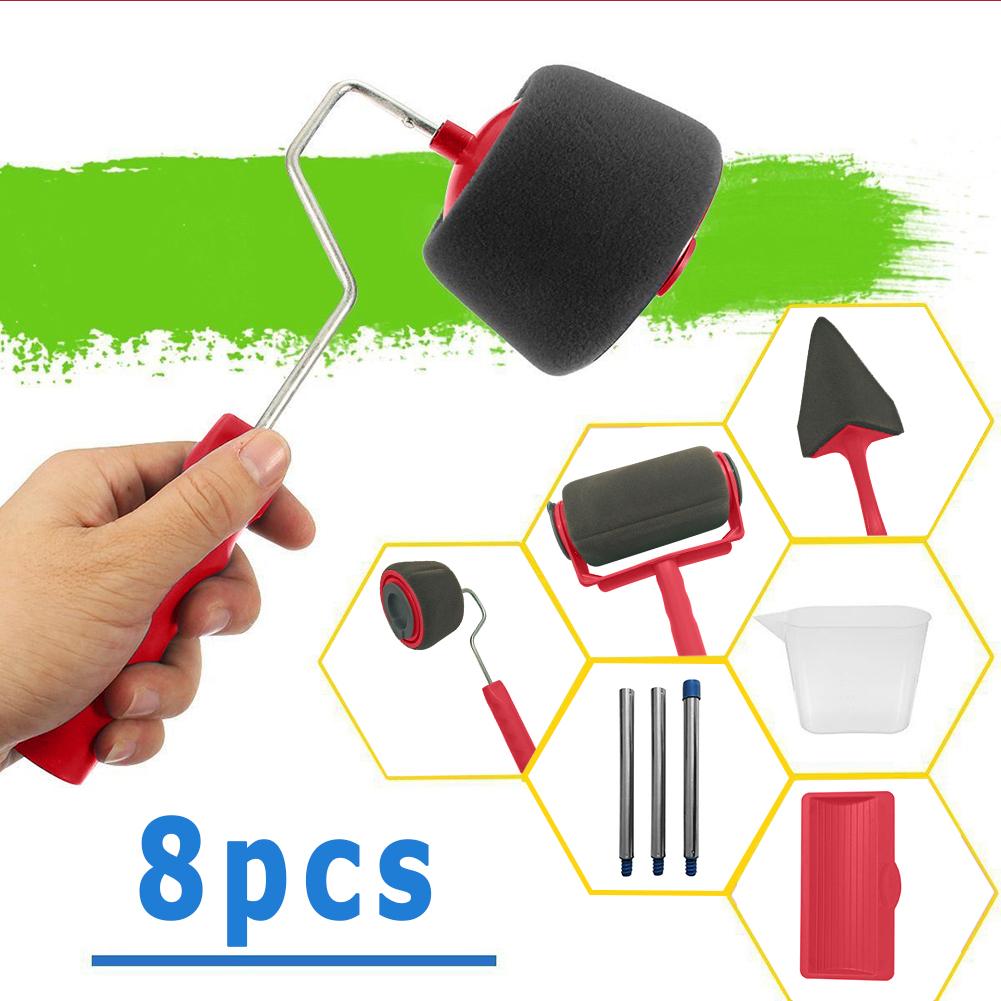 8 Stks/set Diy Muur Verf Roller Borstel Gereedschap Kits Multifunctionele Muur Decoratieve Kwasten Home Hoek Decoratieve Schilderen Borstel
