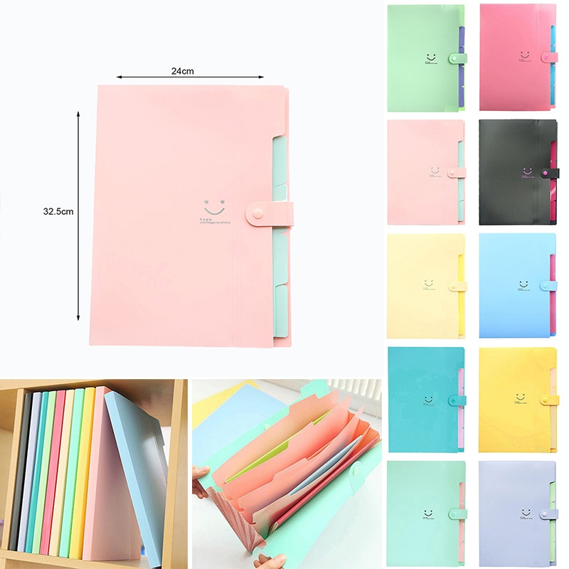 1PCS Waterproof Office Plastic file Folders Multi Pocket Organizer A4 File Expansion Document Folder Binder