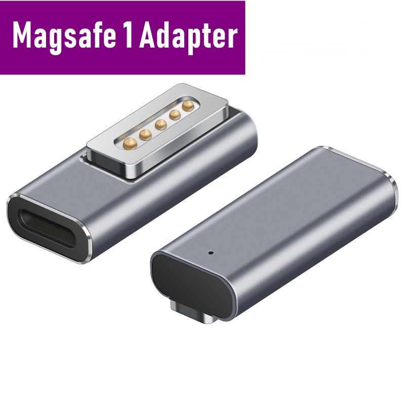 100W Aluminum USB Type C Magnetic PD Adapter for Magsafe 1 2 MacBook Air Pro Led Indicator Fast Charging Magnet Plug Converter: WHITE