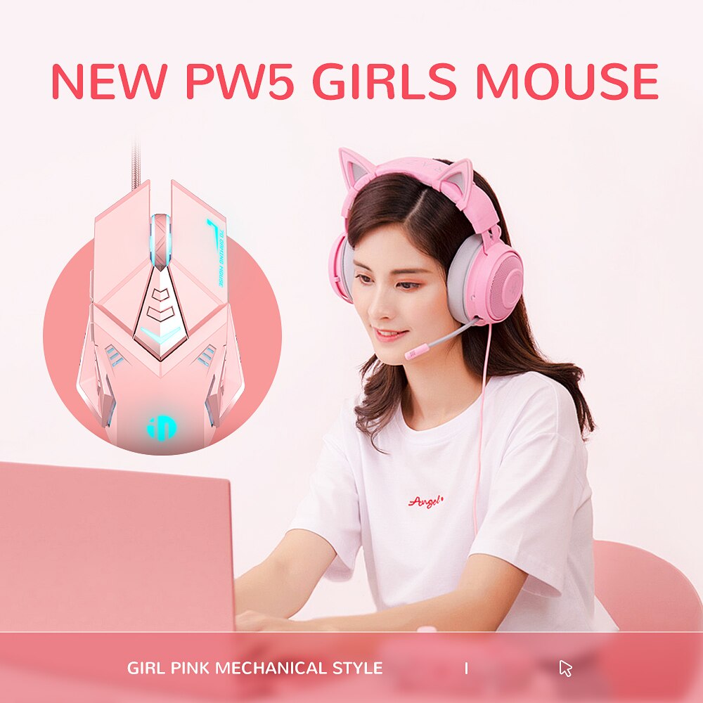 Wired USB Gaming Mouse Pink Mute RGB Gamer 7 Buttons Mice Optical Office Computer Mouse For Desktop Laptop Ergonomic Game Mouse