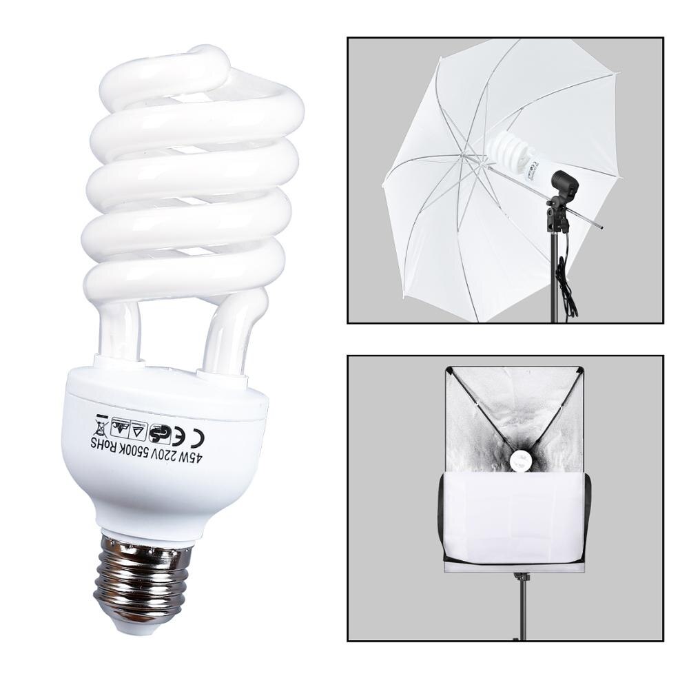 45 Watt 5500K High Bright Photography Daylight Fluorescent Lighting Bulbs E27 Base For Softbox Photographic Photo Studio
