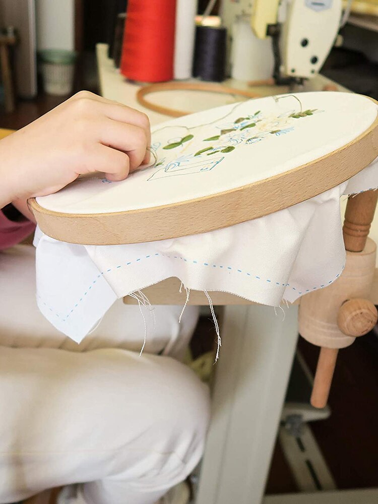 Wooden Embroidery Stand 360 Rotating Adjustable Desktop Stand Cross Stitch Rack Frames Embroidery Hoop Wood Cross Stitch Rack