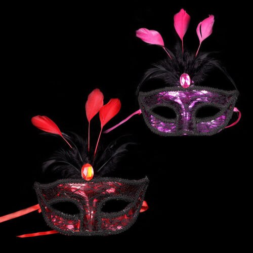 Feather Lace Partij Masker Vrouwen Venetiaanse Fiber Masker Maskerade Fancy Dress Party Prinses Veer Masker