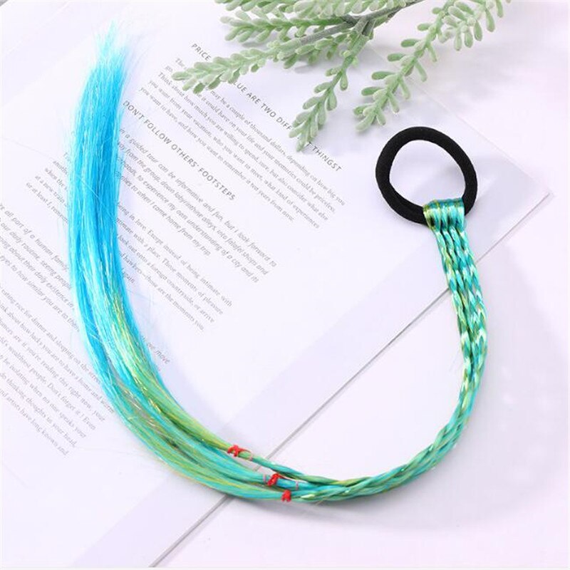 Perruque bandeau Simple en caoutchouc pour filles | Corde tressée, accessoires pour cheveux, perruque corde pour cheveux, outils pour cheveux, coiffe de tête de cochon: Vert clair
