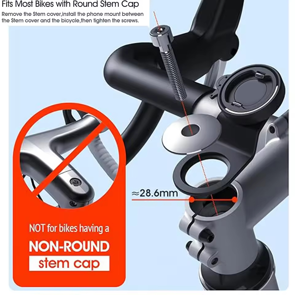 Mountain Bike Phone Mount,Bicycle Stem Cell Phone Holder,Universal Aluminum Handlebar Phone Clamp,Cycling Mobile Phone Clip