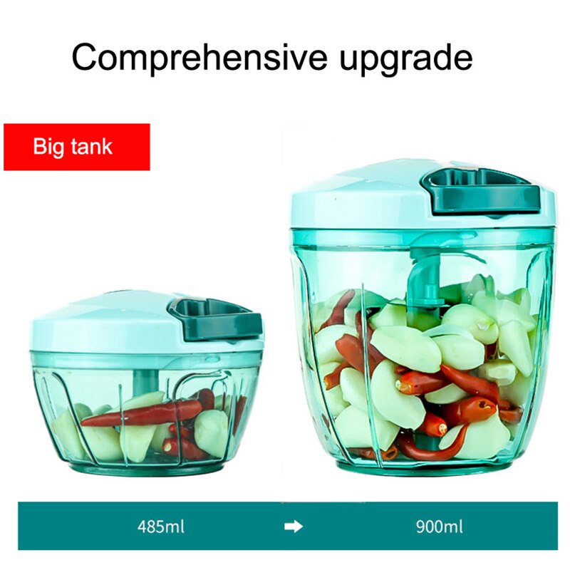 Picadora de carne YAJIAO multifunción de 900ML, procesador de alimentos para cocina, carne, fruta, Salsa, pimienta, cebolla, nuez, picadora manual