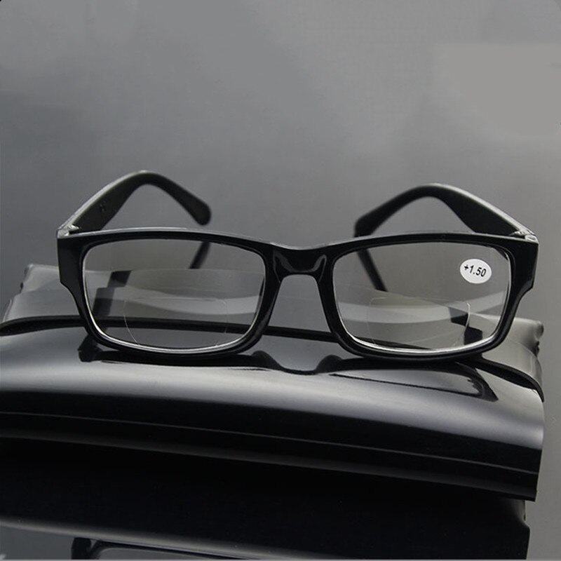 Gafas de lectura bifocales para hombre y mujer, lentes de plástico para presbicia, ligeras, Mini, negras, multifocales progresivas,