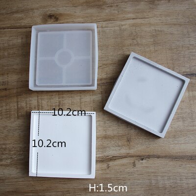 Hexagon Coaster Concrete Tray Silicone Mold Round Square Candlestick Plaster Base Tray Mould Cement Flowerpot Pedestal Molds: F