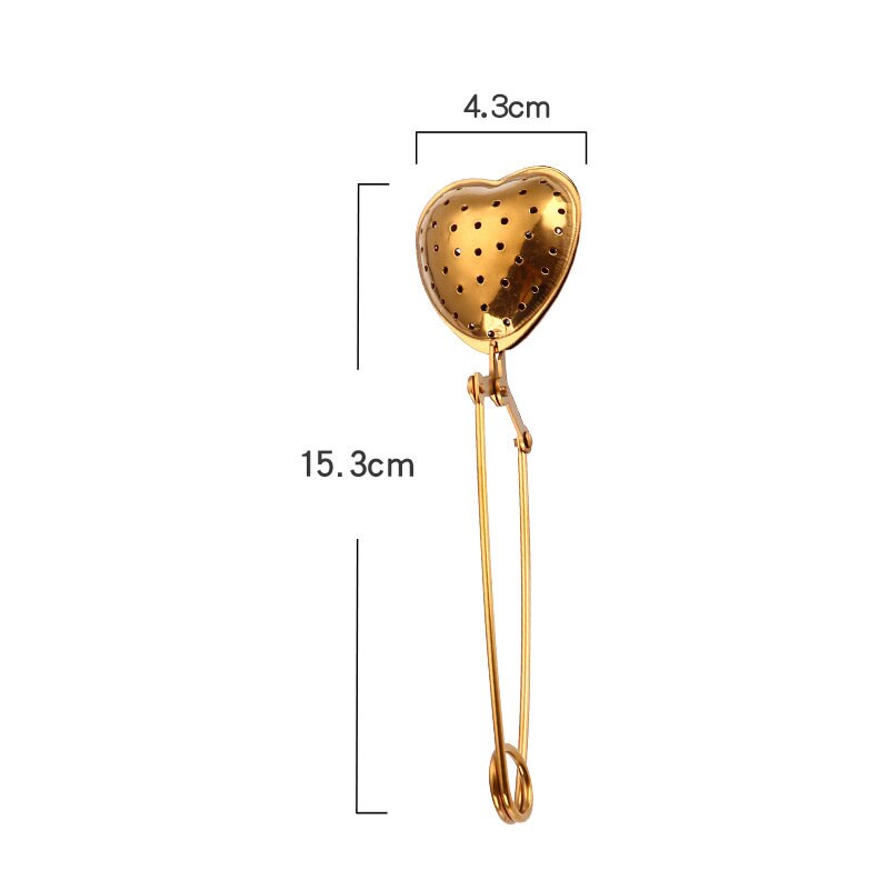 Gold Tea Infuser Stainless Steel Shell Heart Star Pattern Reusable Tea Coffee Strainer Tea Tools Teapot Accessory 1pc: style 2