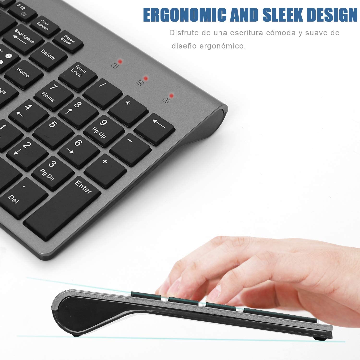 Tastiera e mouse wireless IBERA; Tastiera wireless QWERTY spagnola tastiera numerica ergonomica; Compatta; Ergonomica; Full size, 2.4G; WiFi wireless USB mouse mat tastiera PC key per mac windows 7;8;10/2000 ;XP